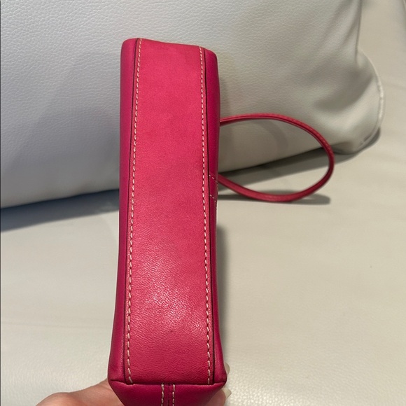 Coach Leather Mini Demi Baguette Fuchsia Wristlet - Picture 7 of 12